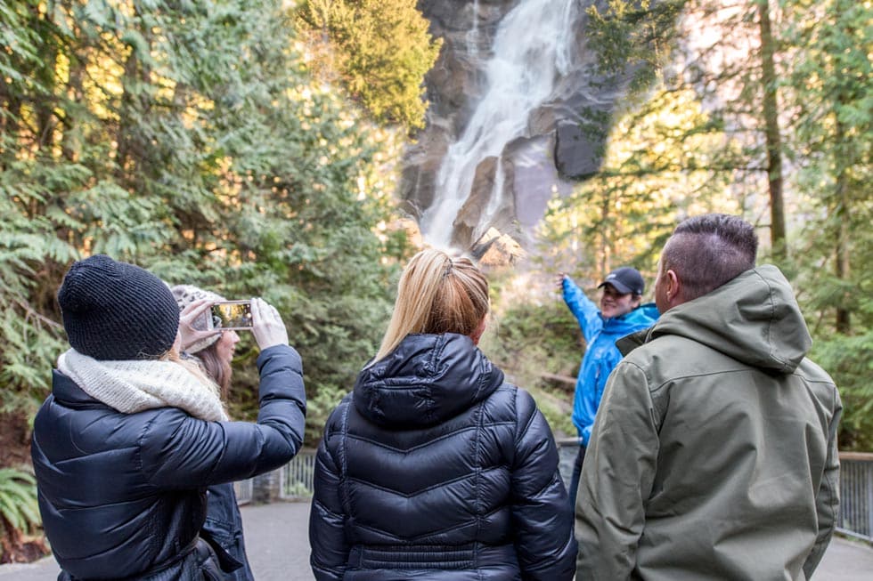 Taking a picture of Shannon Falls